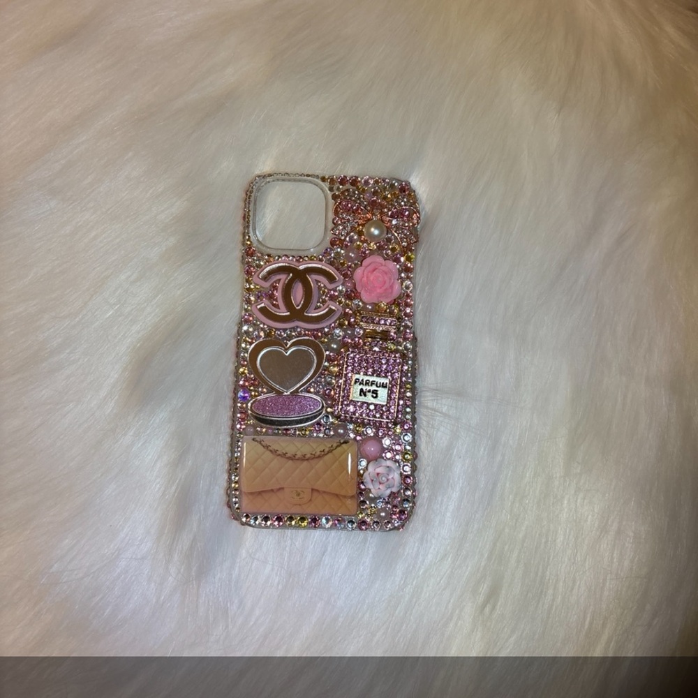 Apple Pink Rhinestone iPhone Case